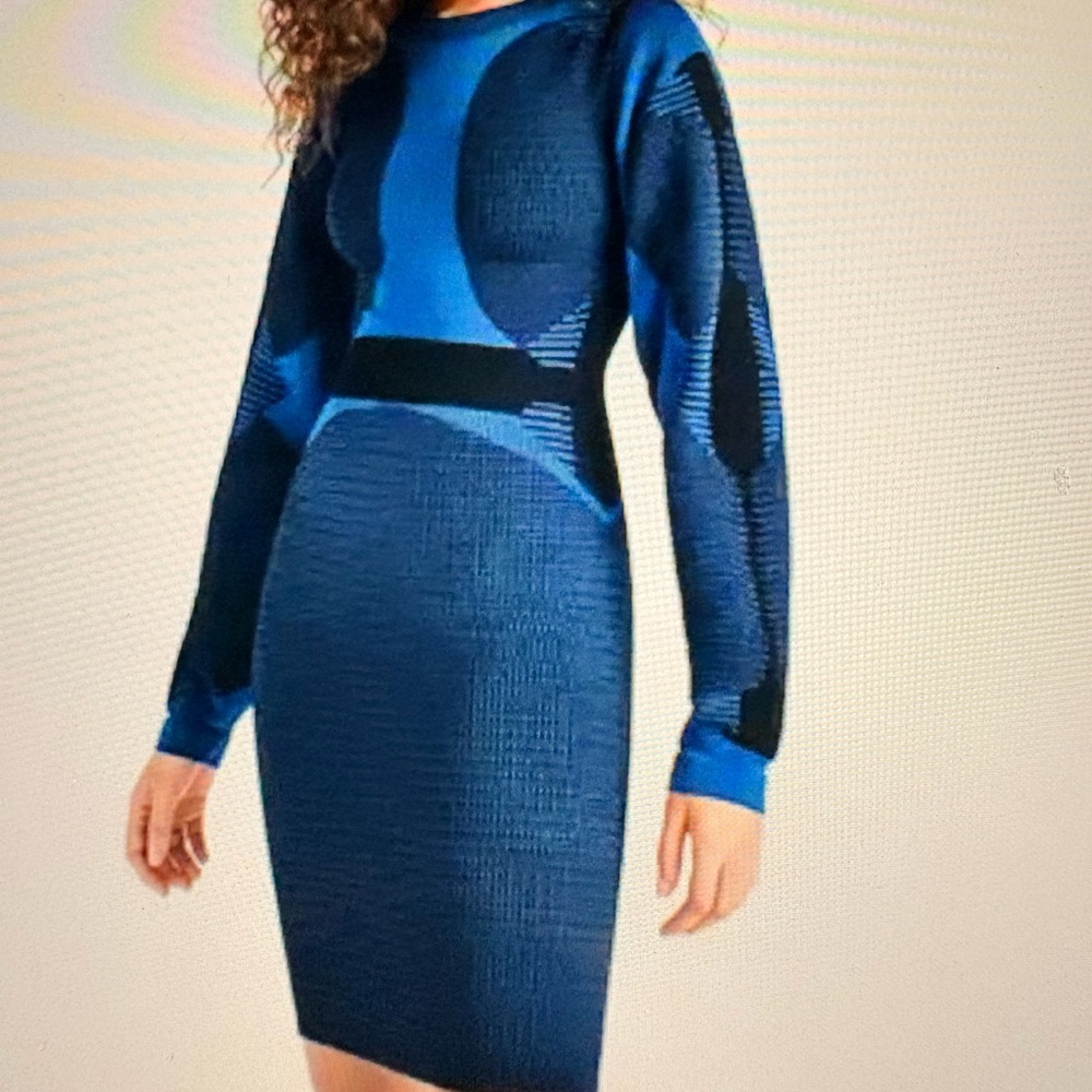Wolford Long Sleeve Blue and Black Dress